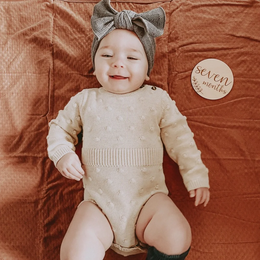 Olive + Scout Baby Oversized Gray Topknot Bow Headband Infant‎ 6-12 Months